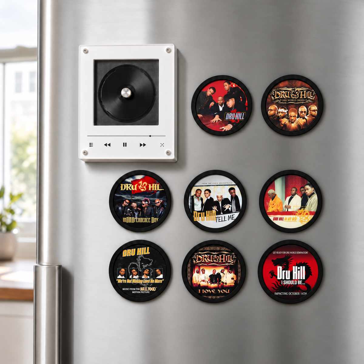 Dru Hill MagTune Mini CD Player Light Box - Album Art Disc Night Light & Music Decor Display, USB Backlit R&B Group Fan Gift