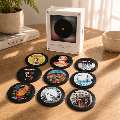 Radiohead MagTune, Magnetic Music Player Set, Mini Vinyl Album Magnets, Radiohead Fan Gift, Alternative Rock Music Collectible