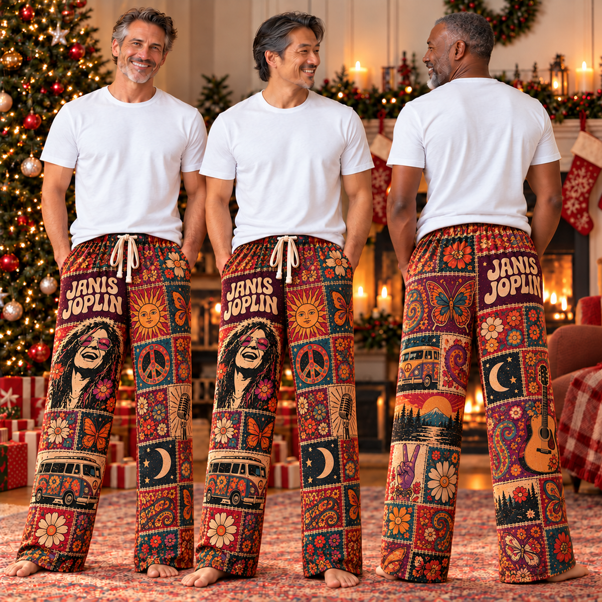 Janis Joplin Pajama Pants - Patchwork Psychedelic Blues Rock Sleepwear | Comfortable Music Fan Lounge Pants