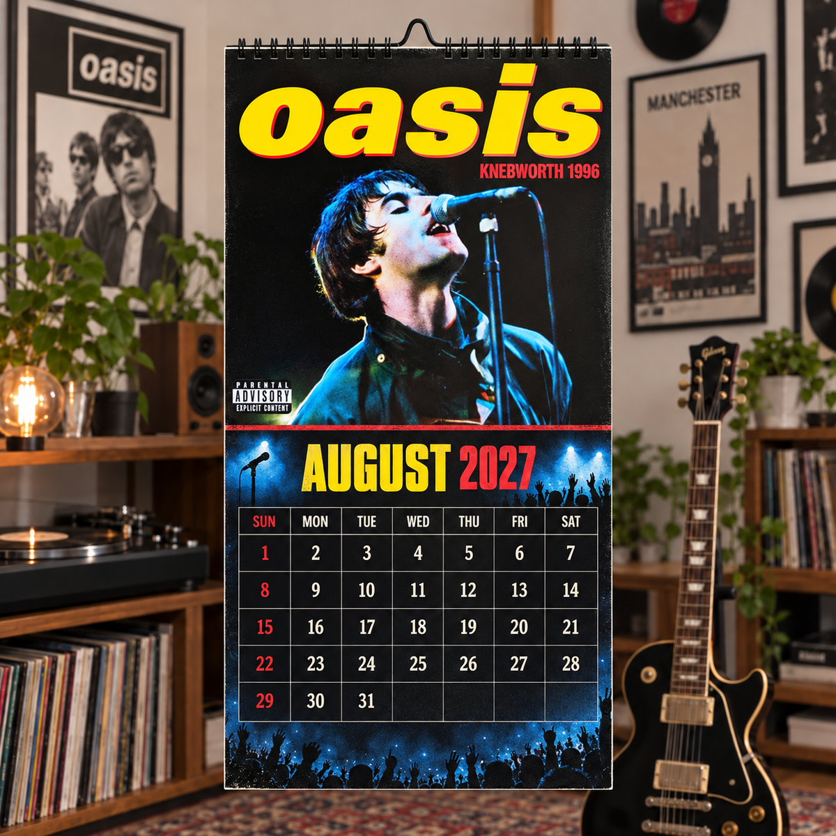 Oasis 2027 Wall Calendar - Album Cover Collage & Britpop Discography Art | Premium Rock Fan Gift & Hanging Decor
