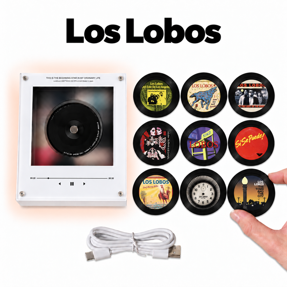 Los Lobos MagTune Mini CD Player Light - Premium Mexican Rock Merchandise, Kiko Album Art LED Night Light Tabletop Fan Gift