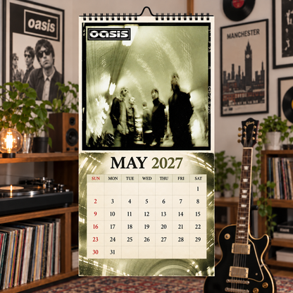Oasis 2027 Wall Calendar - Album Cover Collage & Britpop Discography Art | Premium Rock Fan Gift & Hanging Decor