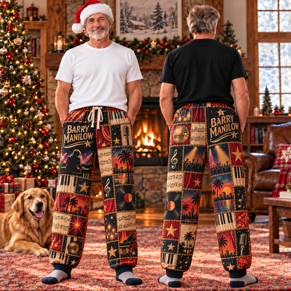 Barry Manilow Pajama Pants - Patchwork Music Art Sleepwear | Comfortable Fan Lounge Pants