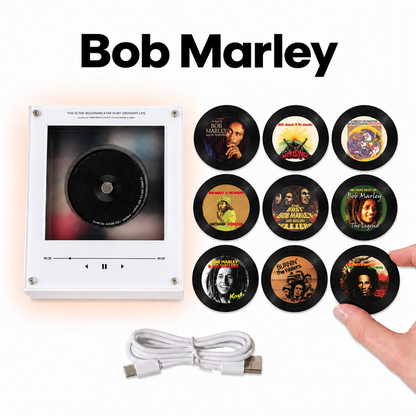 Bob Marley MagTune, Magnetic Music Player Set, Mini Vinyl Album Magnets, Bob Marley & The Wailers Gift, Reggae Music Collectible
