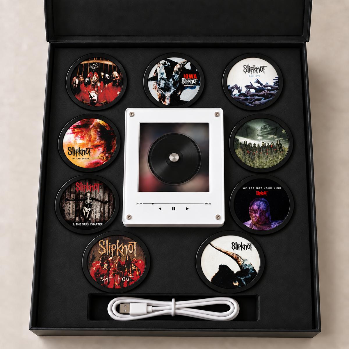 Slipknot MagTune Mini CD Player Light - Premium Nu Metal Merchandise, Iowa Album Art LED Night Light Tabletop Fan Gift