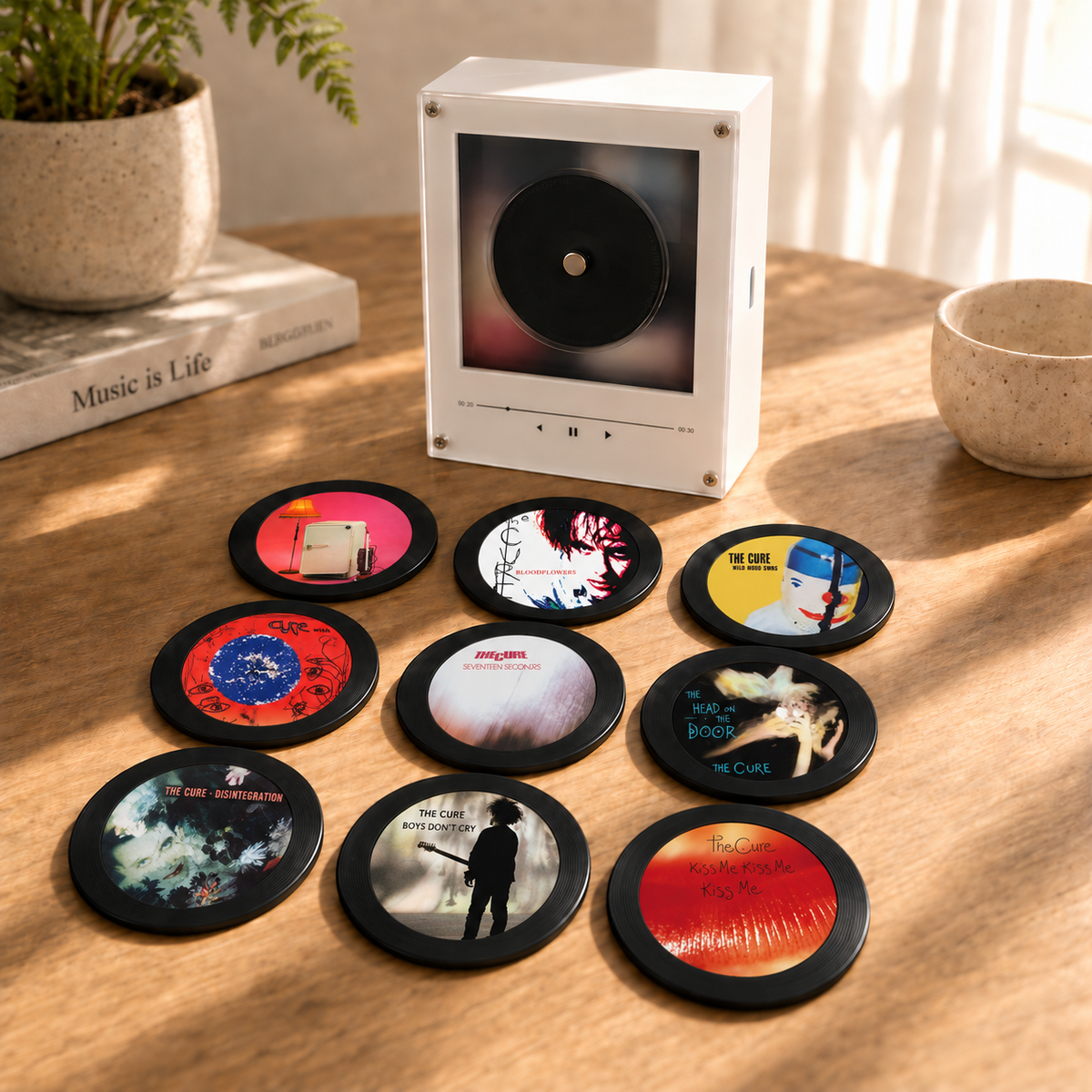 The Cure MagTune Mini Vinyl Player Set – Gothic Rock Gift, MagTune Gothic Rock Music Collectible, The Cure Gift Set