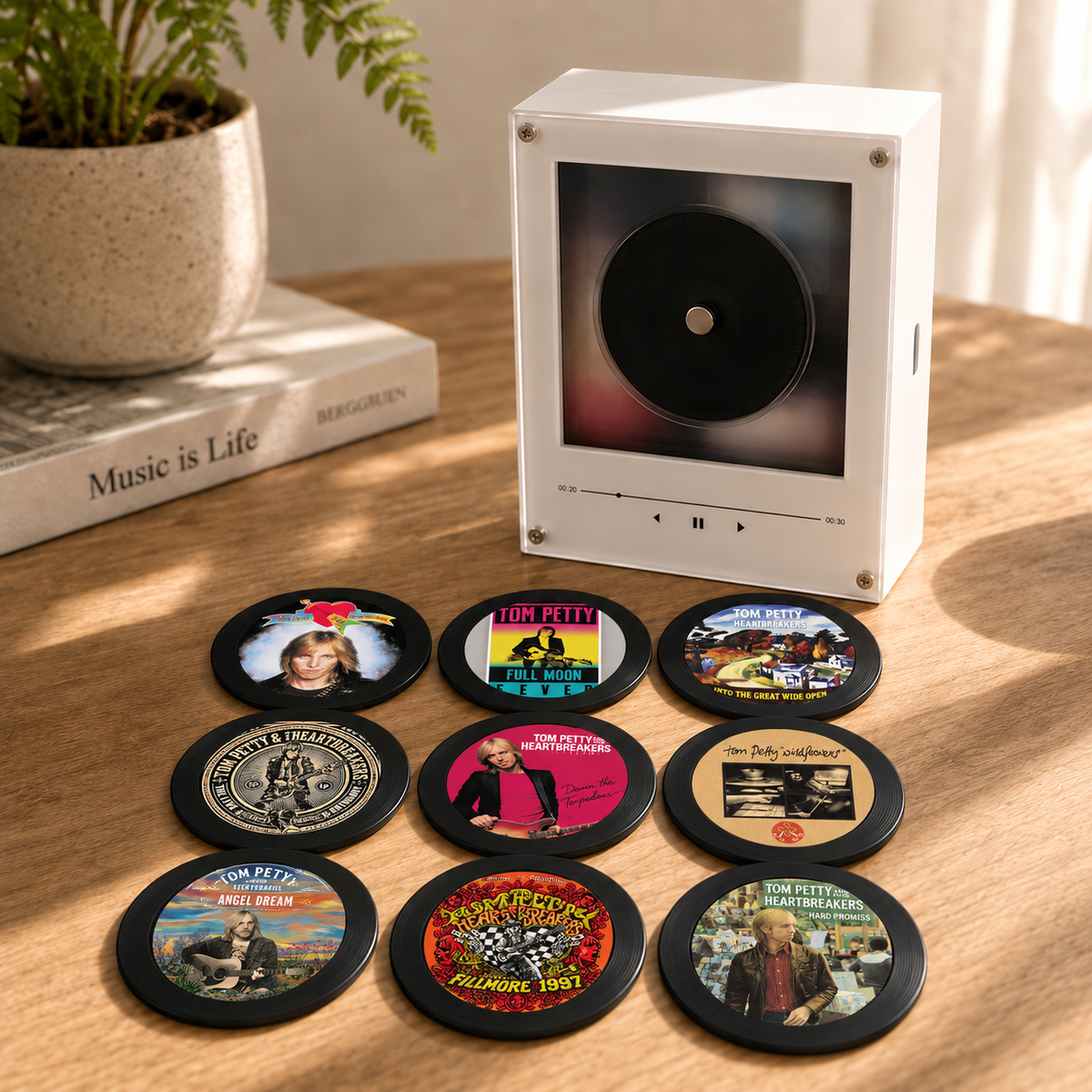 Tom Petty MagTune, Magnetic Music Player Set, Mini Vinyl Album Magnets, Tom Petty and The Heartbreakers Gift, Classic Rock Collectible