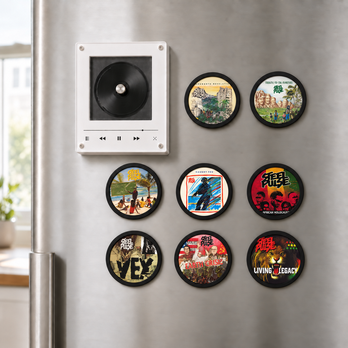 Steel Pulse MagTune Mini CD Player Light Box - Album Art Disc Night Light, USB Backlit Roots Reggae Band Fan Gift