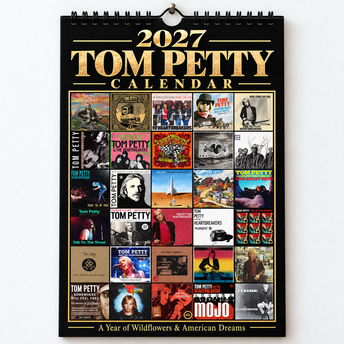 Tom Petty 2027 Wall Calendar - Album Cover Collage & Classic Rock Discography Art | Fan Gift & Hanging Decor