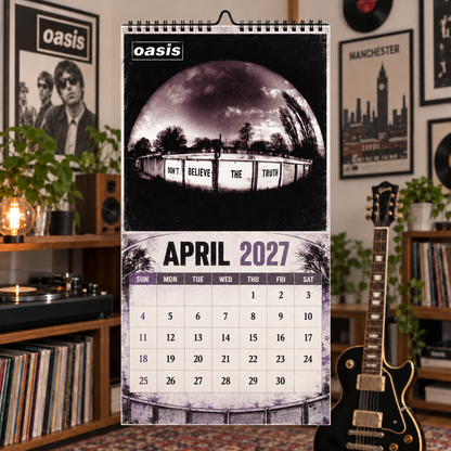 Oasis 2027 Wall Calendar - Album Cover Collage & Britpop Discography Art | Premium Rock Fan Gift & Hanging Decor