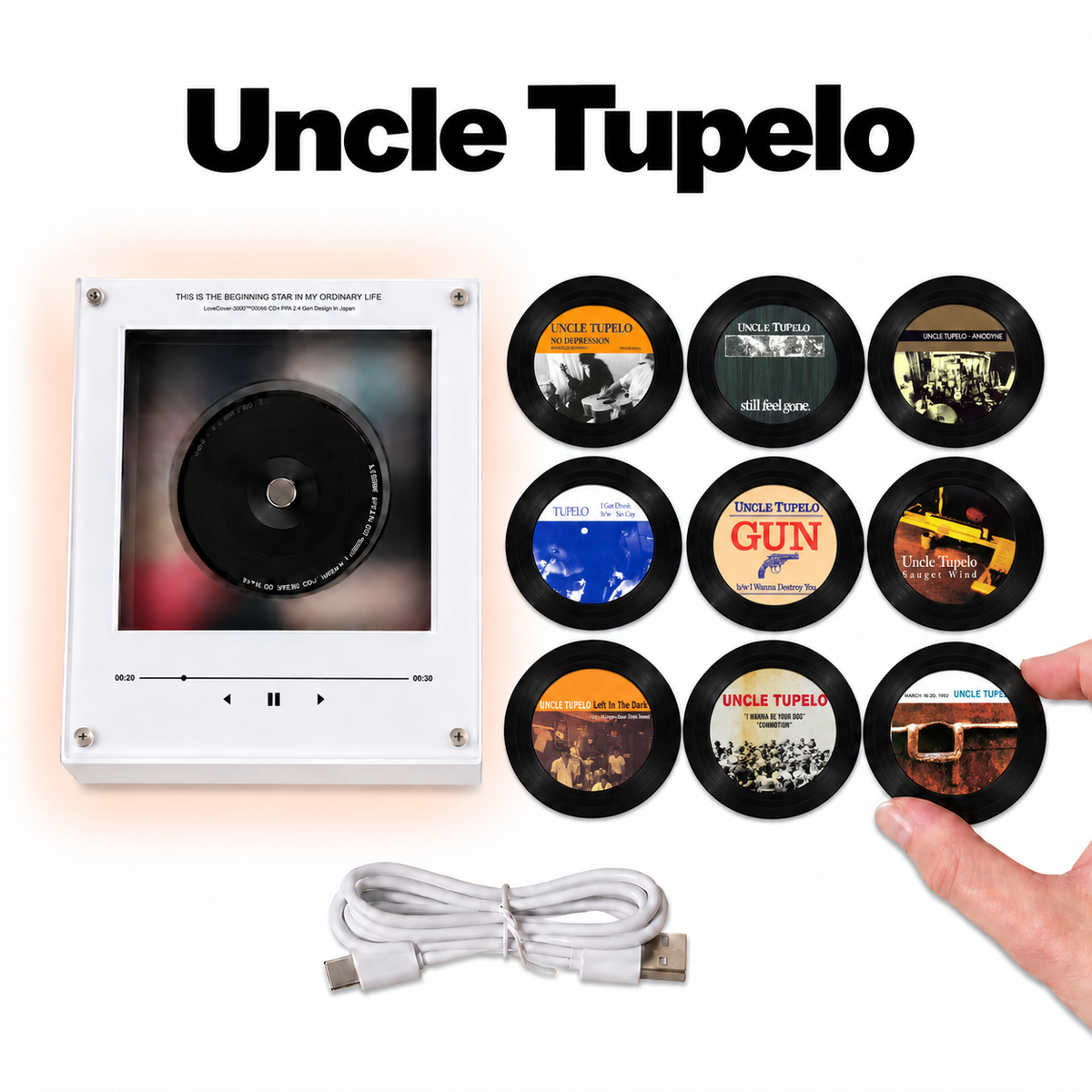 Uncle Tupelo MagTune Mini CD Player Light Box - Album Art Disc Night Light, USB Backlit Alternative Country Band Fan Gift