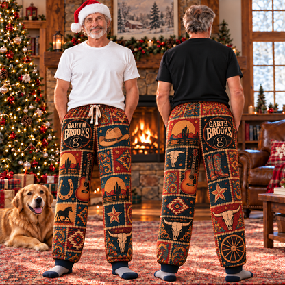 Garth Brooks Pajama Pants - Patchwork Country Music Art  Sleepwear | Comfortable Fan Lounge Pants