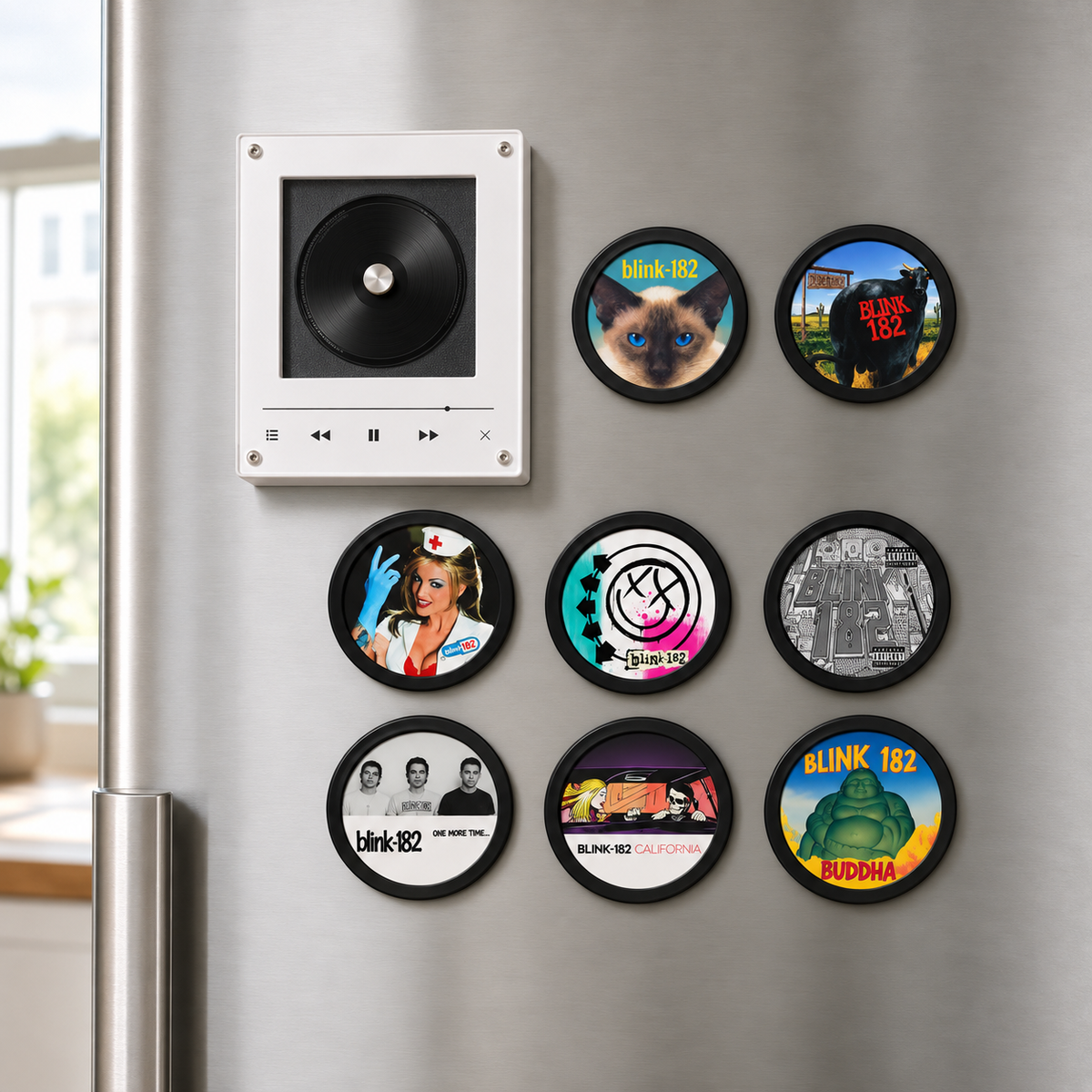 Blink-182 MagTune Magnetic Music Player, Mini Vinyl Album Magnets, Blink-182 Band Gift, Pop Punk Music Collectible