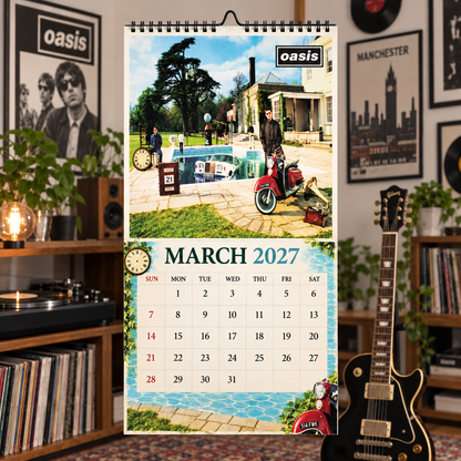 Oasis 2027 Wall Calendar - Album Cover Collage & Britpop Discography Art | Premium Rock Fan Gift & Hanging Decor