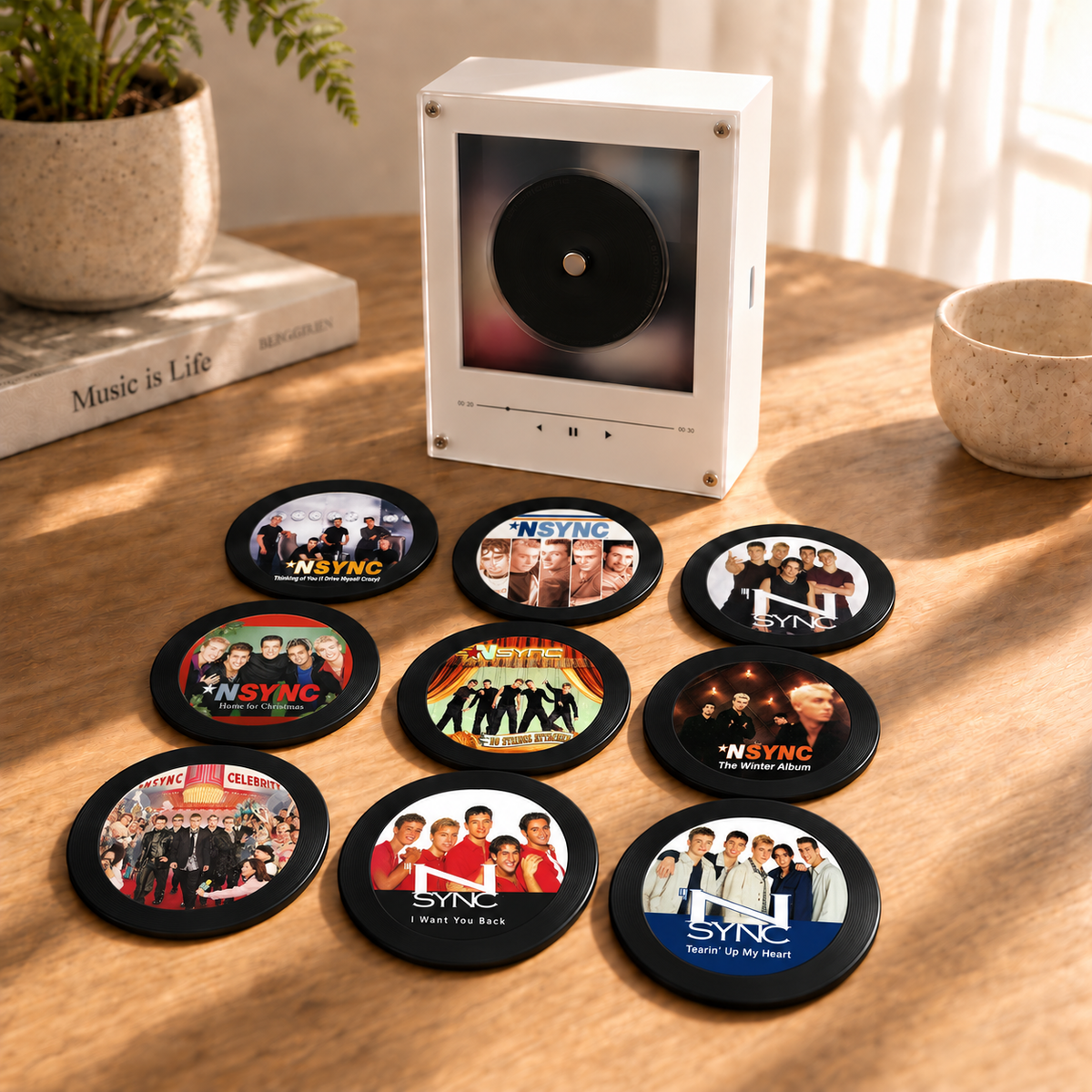 NSYNC MagTune Mini CD Player Light - Premium Boy Band Merchandise, No Strings Attached Album Art LED Night Light Tabletop Gift