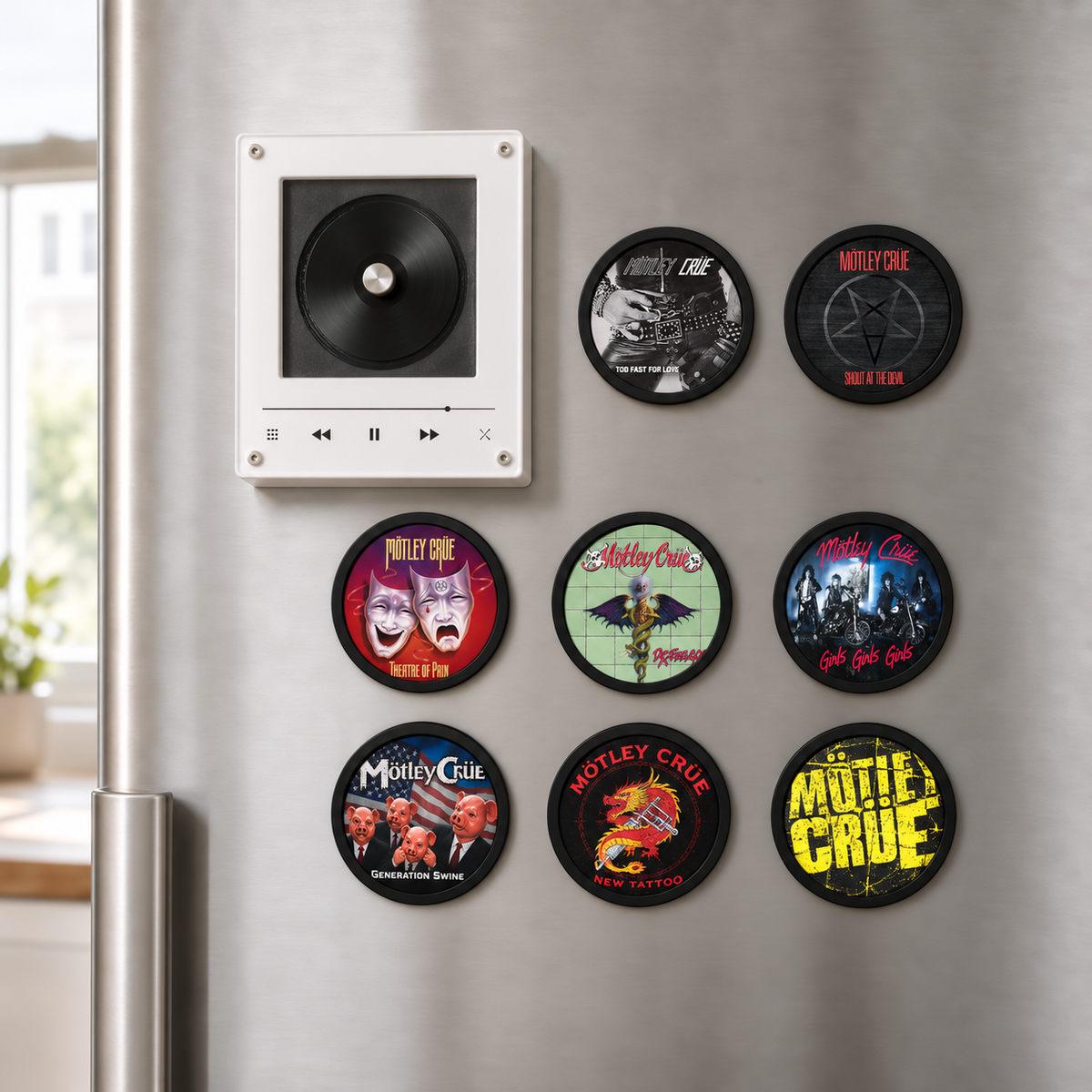 Mötley Crüe MagTune Mini CD Player Light - Premium Glam Metal Merchandise, Shout at the Devil Album Art LED Night Light Gift
