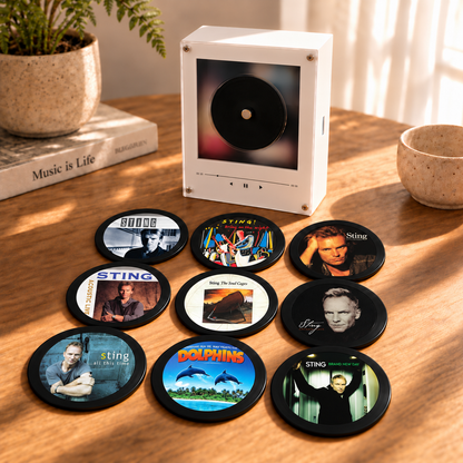Sting MagTune Mini CD Player Light - Premium Pop Rock Merchandise, Brand New Day Album Art LED Night Light Tabletop Fan Gift
