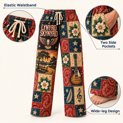 Lynyrd Skynyrd Rock Band Pajama Pants - Christmas Holiday Lounge Pants, Southern Rock Fan Sleepwear & Gift for Men