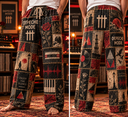 Depeche Mode Rock Band Pajama Pants - Christmas Holiday Lounge Pants, Synth Pop Fan Sleepwear & Gift for Men