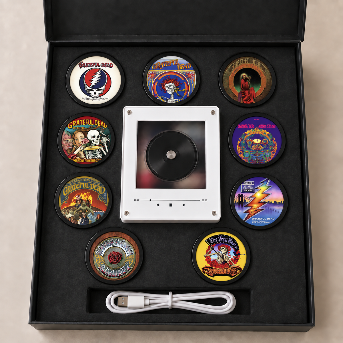 Grateful Dead Magtunes Magnet Music Player Set – 9 Album Record Magnets, Deadhead Music Lover Gift