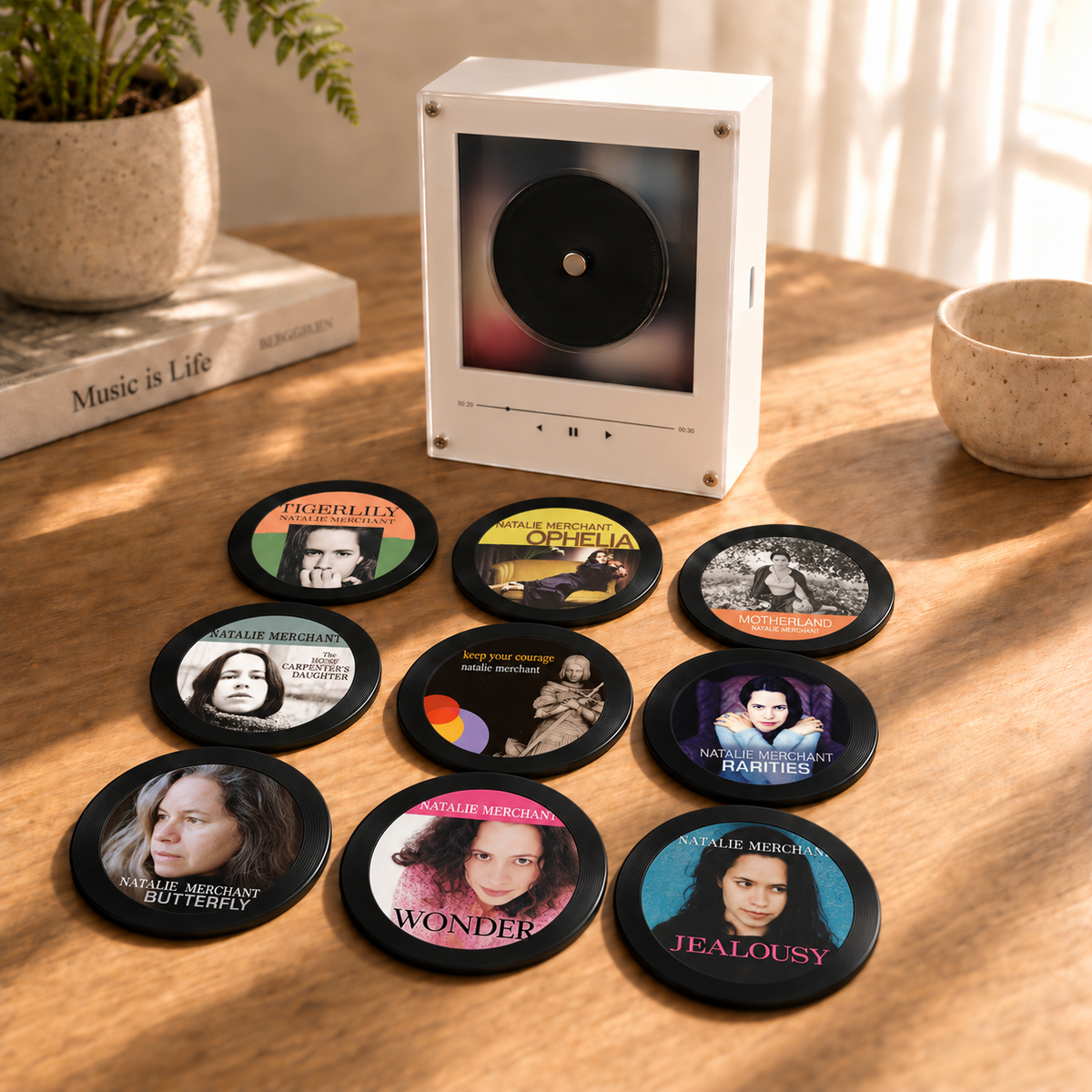 Natalie Merchant MagTune Mini CD Player Light Box - Album Art Disc Night Light, USB Backlit Alternative Pop Fan Gift