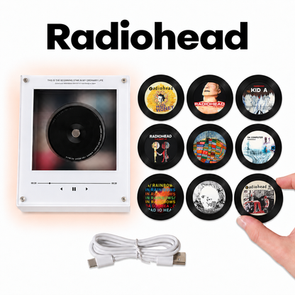 Radiohead MagTune, Magnetic Music Player Set, Mini Vinyl Album Magnets, Radiohead Fan Gift, Alternative Rock Music Collectible