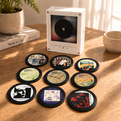 Brian Eno MagTune Mini CD Player Light Box - Album Art Disc Night Light & Music Decor Display, USB Backlit Ambient Music Collector Fan Gift