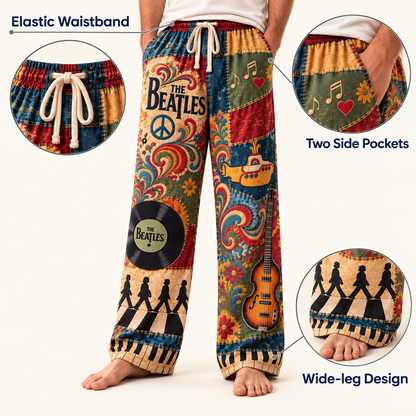 The Beatles Pajama Pants - Psychedelic Rock Lounge Pants, Classic Rock Fan Sleepwear & Gift for Men