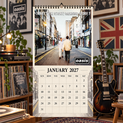 Oasis 2027 Wall Calendar - Album Cover Collage & Britpop Discography Art | Premium Rock Fan Gift & Hanging Decor