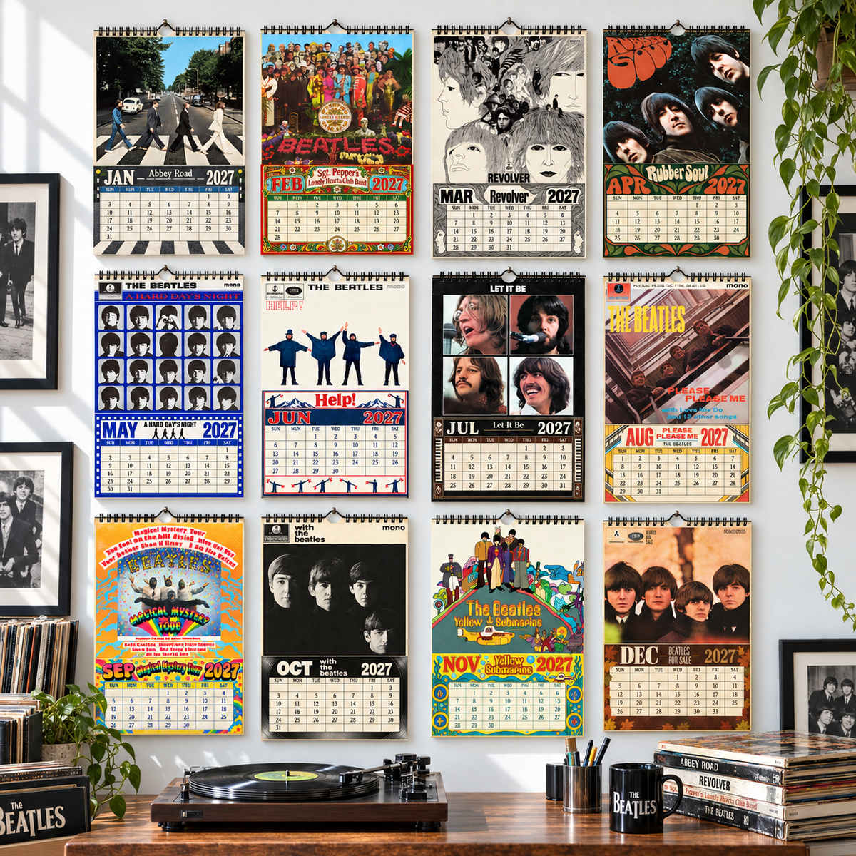 The Beatles 2027 Album Covers Calendar - Abbey Road Art Collector Edition, Classic Pop Music Fan Gif