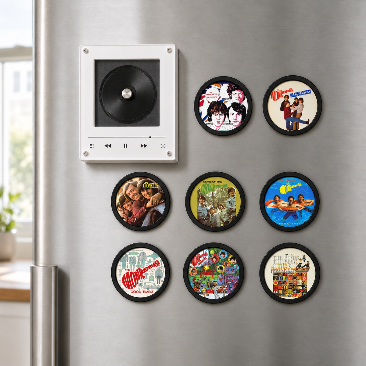 The Monkees MagTune Magnetic Music Player Set - Mini Vinyl Album Discs Frame Display - Classic Pop Rock Fan Unique Gift Idea