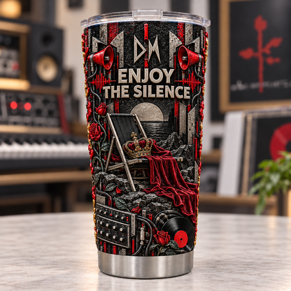 Depeche Mode 3D Printed Tumbler - 20oz Stainless Steel Insulated Travel Coffee Mug with Lid - Synth-Pop Electronic Rock Band Music Merchandise Gift