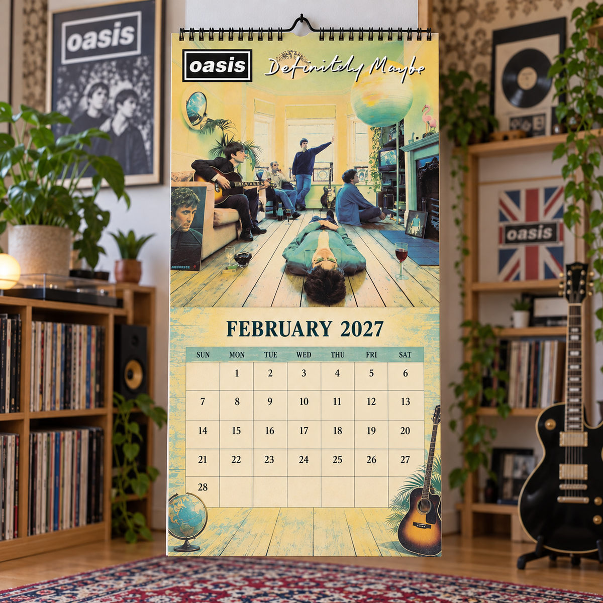 Oasis 2027 Wall Calendar - Album Cover Collage & Britpop Discography Art | Premium Rock Fan Gift & Hanging Decor