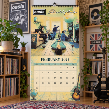 Oasis 2027 Wall Calendar - Album Cover Collage & Britpop Discography Art | Premium Rock Fan Gift & Hanging Decor