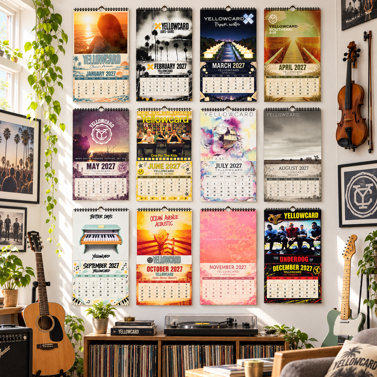 Yellowcard 2027 Wall Calendar - Album Cover Art & Pop Punk Discography Art | Fan Gift & Hanging Decor