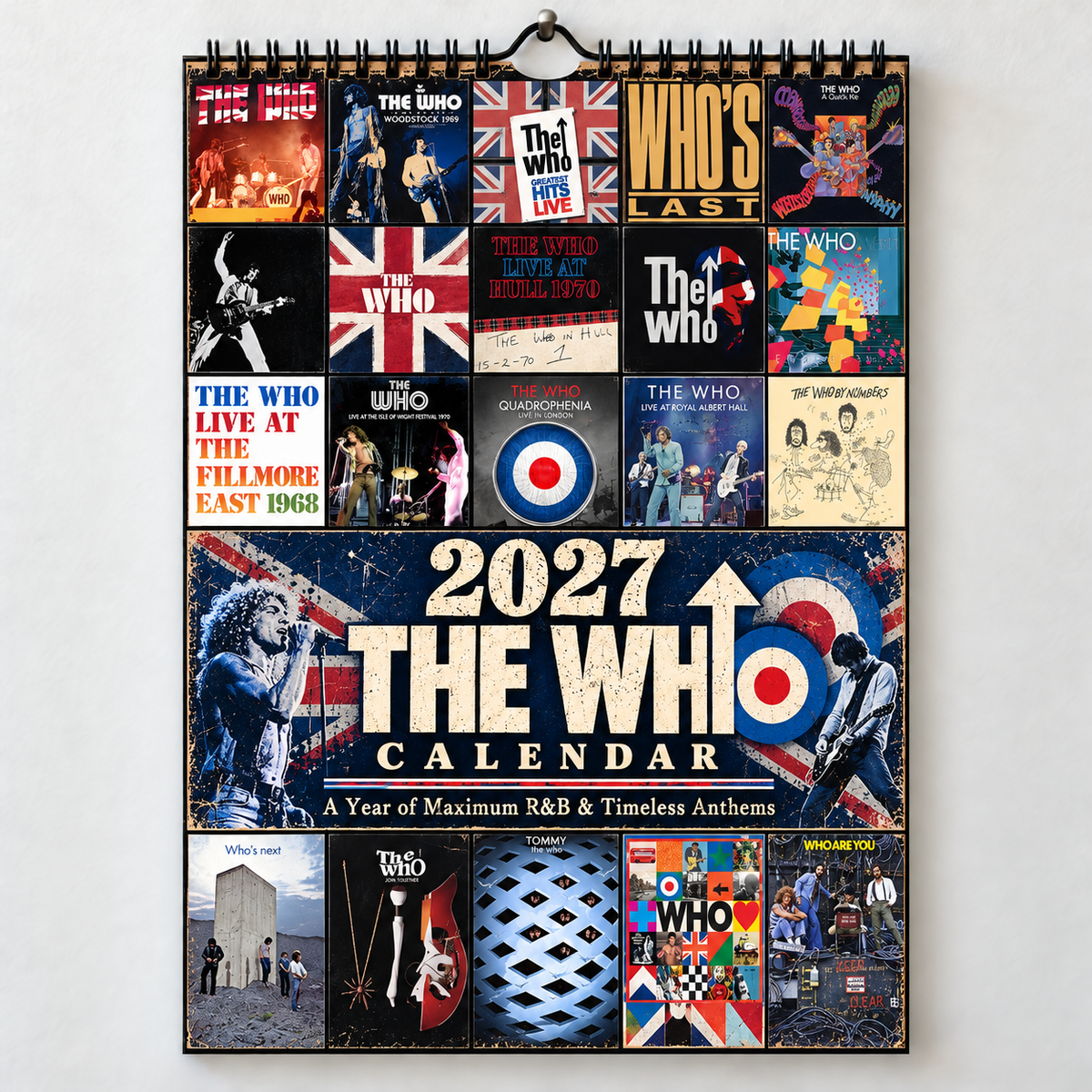 The Who 2027 Album Covers Wall Calendar - Classic Rock Album Art Poster Calendar, Rock Music Merchandise Fan Holiday Gift