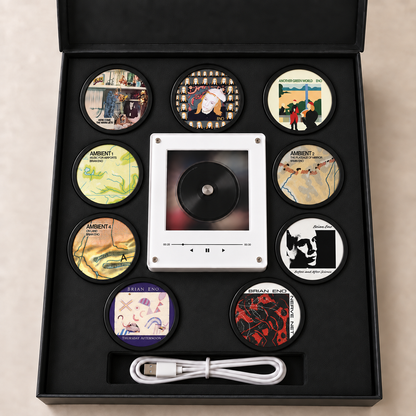 Brian Eno MagTune Mini CD Player Light Box - Album Art Disc Night Light & Music Decor Display, USB Backlit Ambient Music Collector Fan Gift