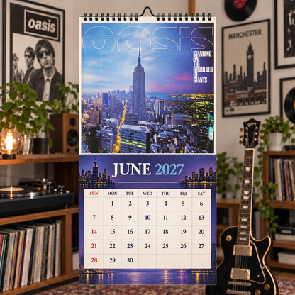 Oasis 2027 Wall Calendar - Album Cover Collage & Britpop Discography Art | Premium Rock Fan Gift & Hanging Decor