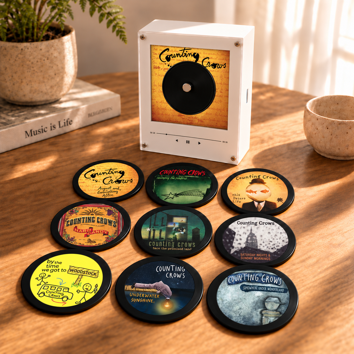 Counting Crows MagTune Mini CD Player Light - Premium Alternative Rock Merchandise, August and Everything After Album Art LED Night Light Gift