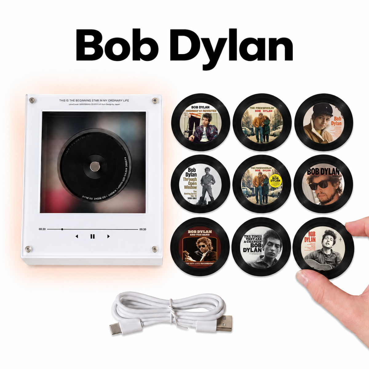 Bob Dylan MagTune, Magnetic Music Player Set, Album Art Music Magnet, Bob Dylan Fan Gift, Folk Rock Collectible