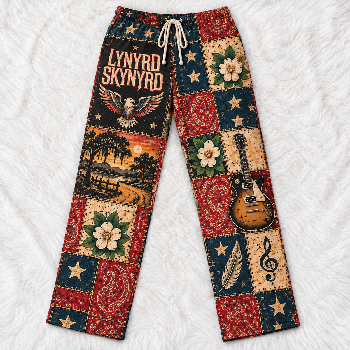 Lynyrd Skynyrd Rock Band Pajama Pants - Christmas Holiday Lounge Pants, Southern Rock Fan Sleepwear & Gift for Men
