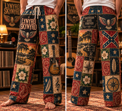 Lynyrd Skynyrd Rock Band Pajama Pants - Christmas Holiday Lounge Pants, Southern Rock Fan Sleepwear & Gift for Men