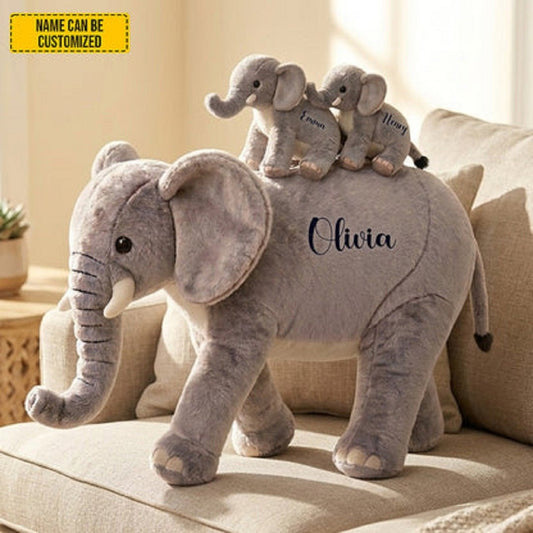 Personalized Elephant Plush with Custom Name – Soft Stuffed Elephant Toy, Keepsake Gift for Kids & Baby