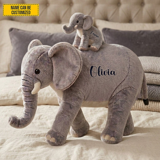 Personalized Elephant Plush with Custom Name – Soft Stuffed Elephant Toy, Keepsake Gift for Kids & Baby