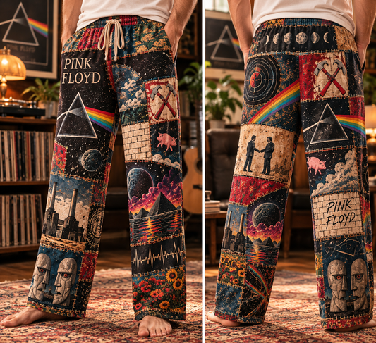 Pink Floyd Rock Band Pajama Pants - Christmas Holiday Lounge Pants, Progressive Rock Fan Sleepwear & Gift for Men