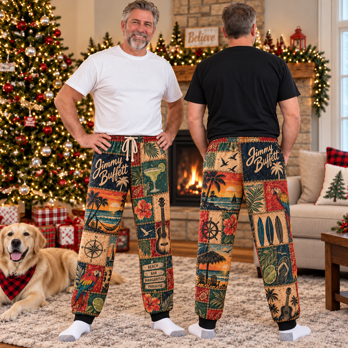 Jimmy Buffett Pajama Pants - Tropical Margaritaville Lounge Pants, Parrothead Fan Sleepwear & Gift for Men