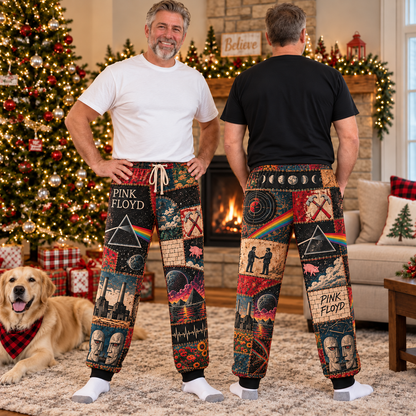 Pink Floyd Rock Band Pajama Pants - Christmas Holiday Lounge Pants, Progressive Rock Fan Sleepwear & Gift for Men