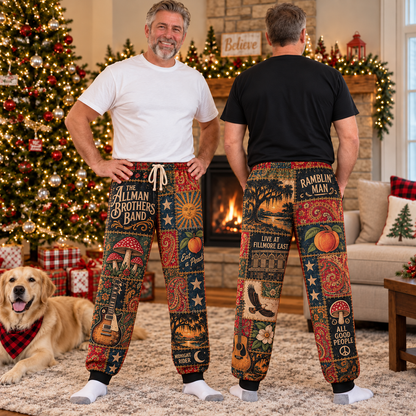 The Allman Brothers Band Pajama Pants - Christmas Holiday Lounge Pants, Southern Rock Fan Sleepwear & Gift for Men