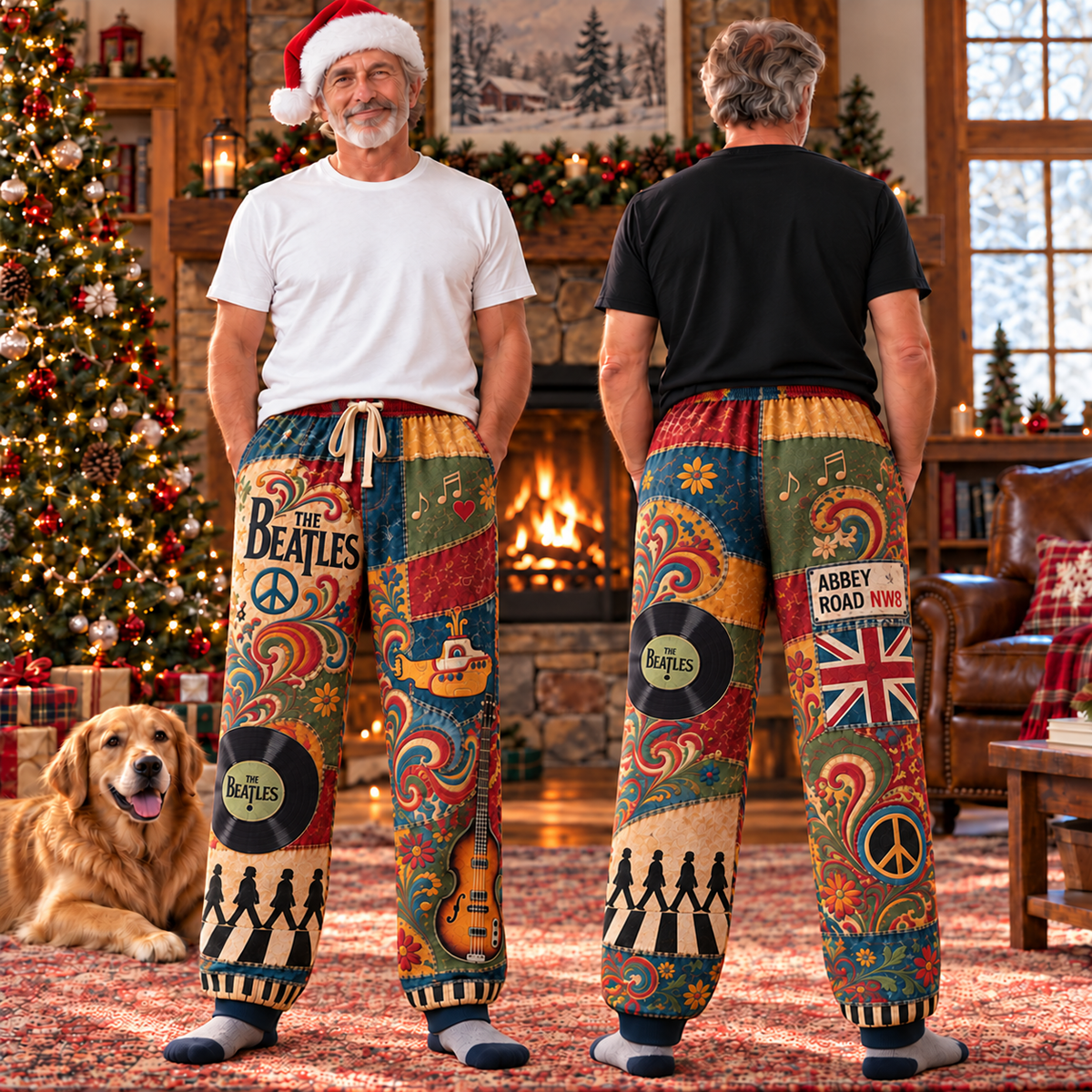 The Beatles Pajama Pants - Psychedelic Rock Lounge Pants, Classic Rock Fan Sleepwear & Gift for Men