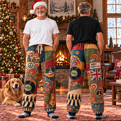 The Beatles Pajama Pants - Psychedelic Rock Lounge Pants, Classic Rock Fan Sleepwear & Gift for Men